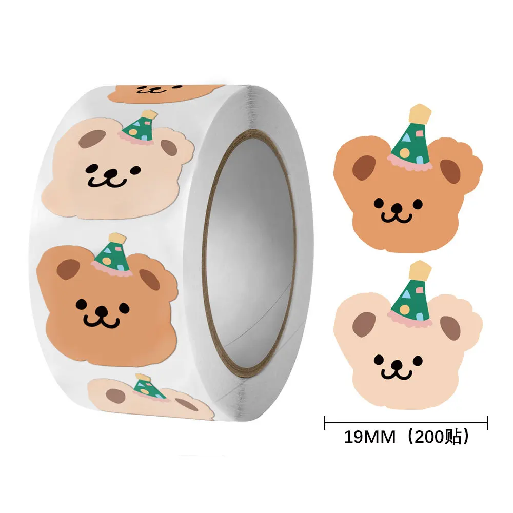 200pcs/roll Cute Little Bear Thank You Stickers Gift Sealing Label Christmas packaging decorative stickers Scrapbooking Sticker