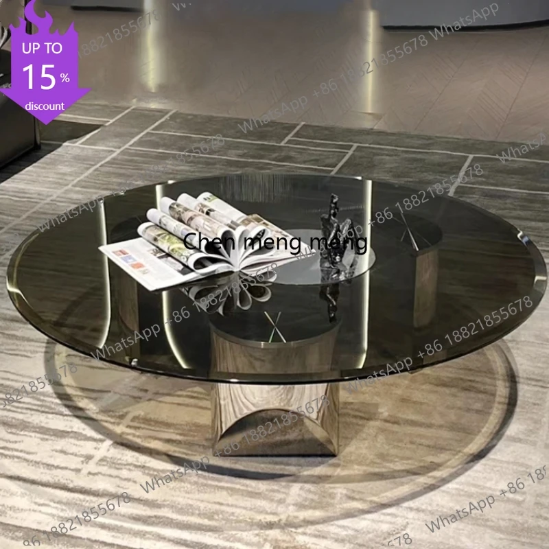 M178 Nordic ​​Floating Italian Minimalist Round Tempered Glass Coffee Table Small Space Luxury Modern Coffee Furniture Teapoy