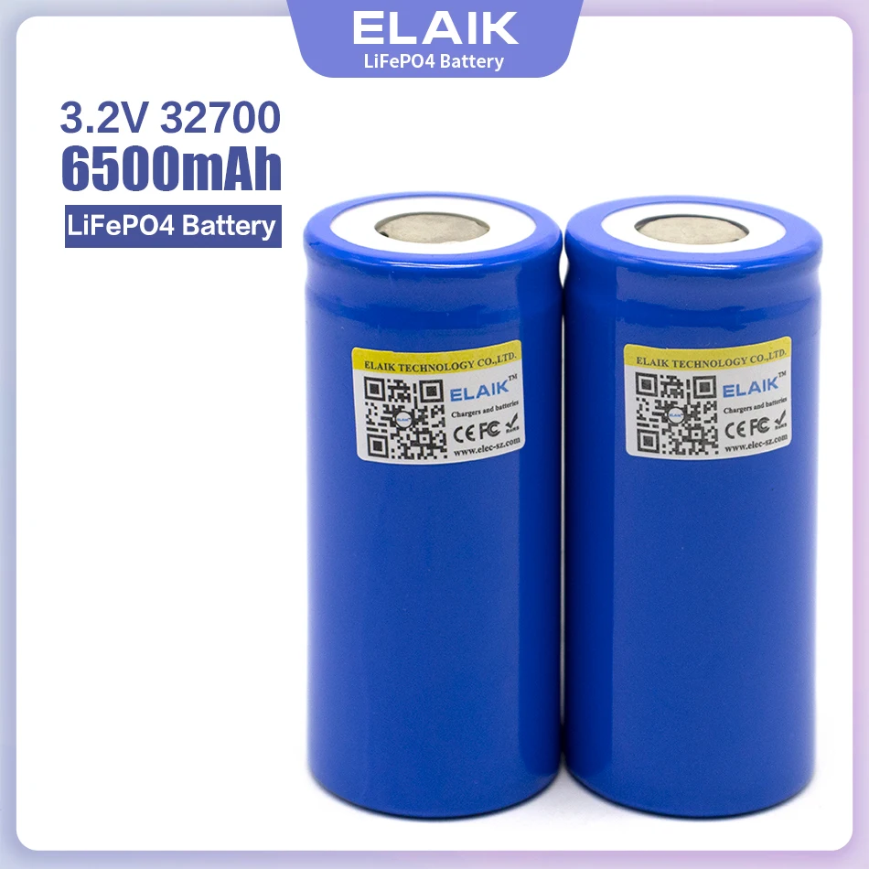 ELAIK 3.2V 32700 6500mAh LiFePO4 Battery 35A Continuous Discharge Maximum 55A High power battery