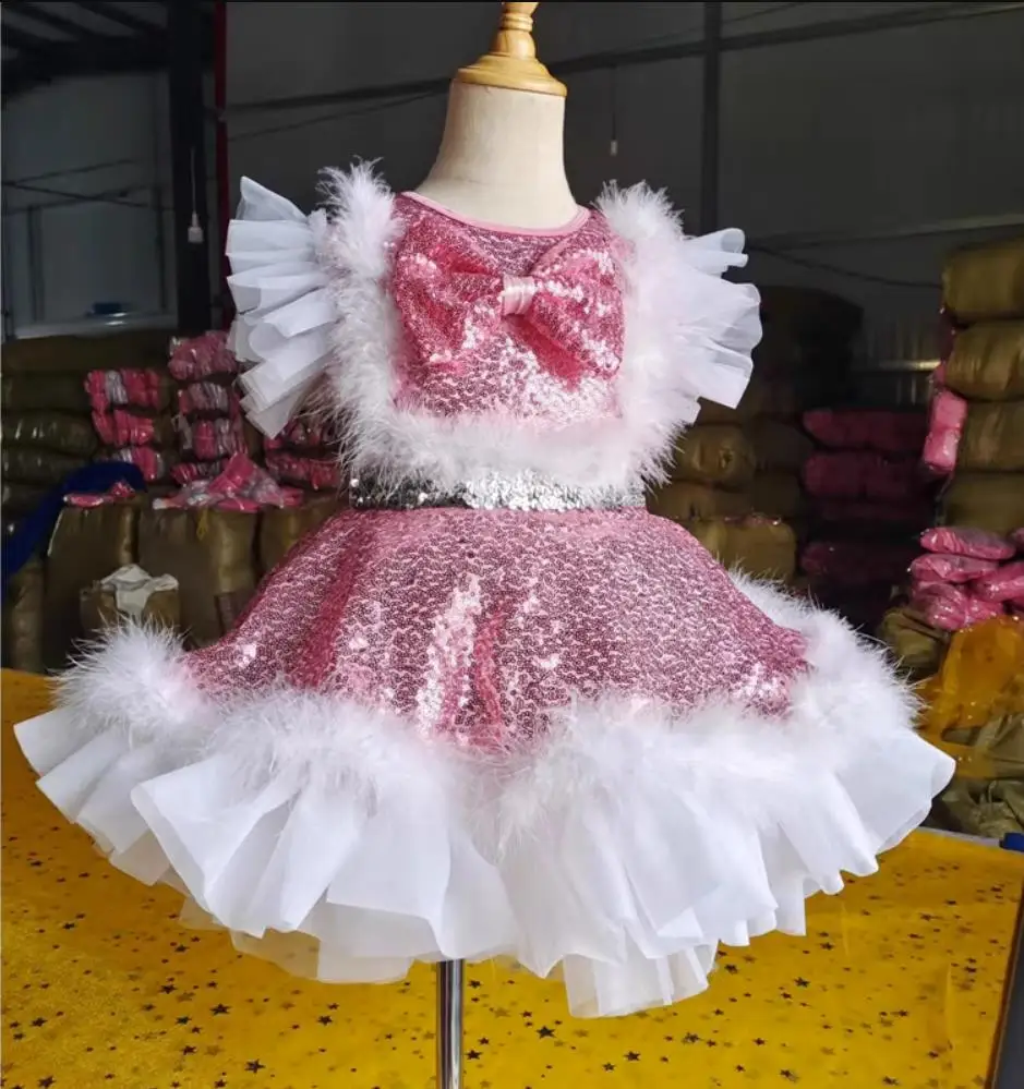 2024 moderne Kinder Tanz kostüme für Kinder Pailletten Tanz kleid für Mädchen Salsa Tanz kleid für Mädchen Tanz kleidung Party kleider