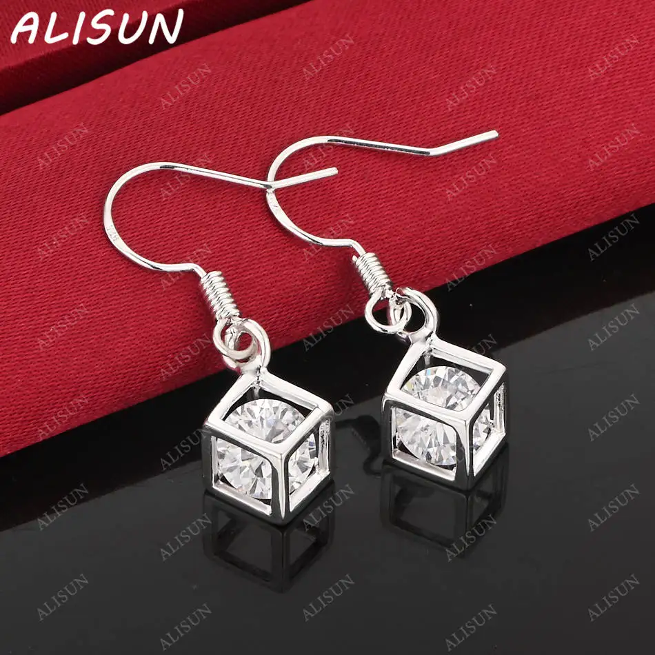 

ALISUN 925 Sterling Silver Zircon Square Earrings Drop Earrings Charm Trend Birthday Gifts Fashion Party Fine Jewelry