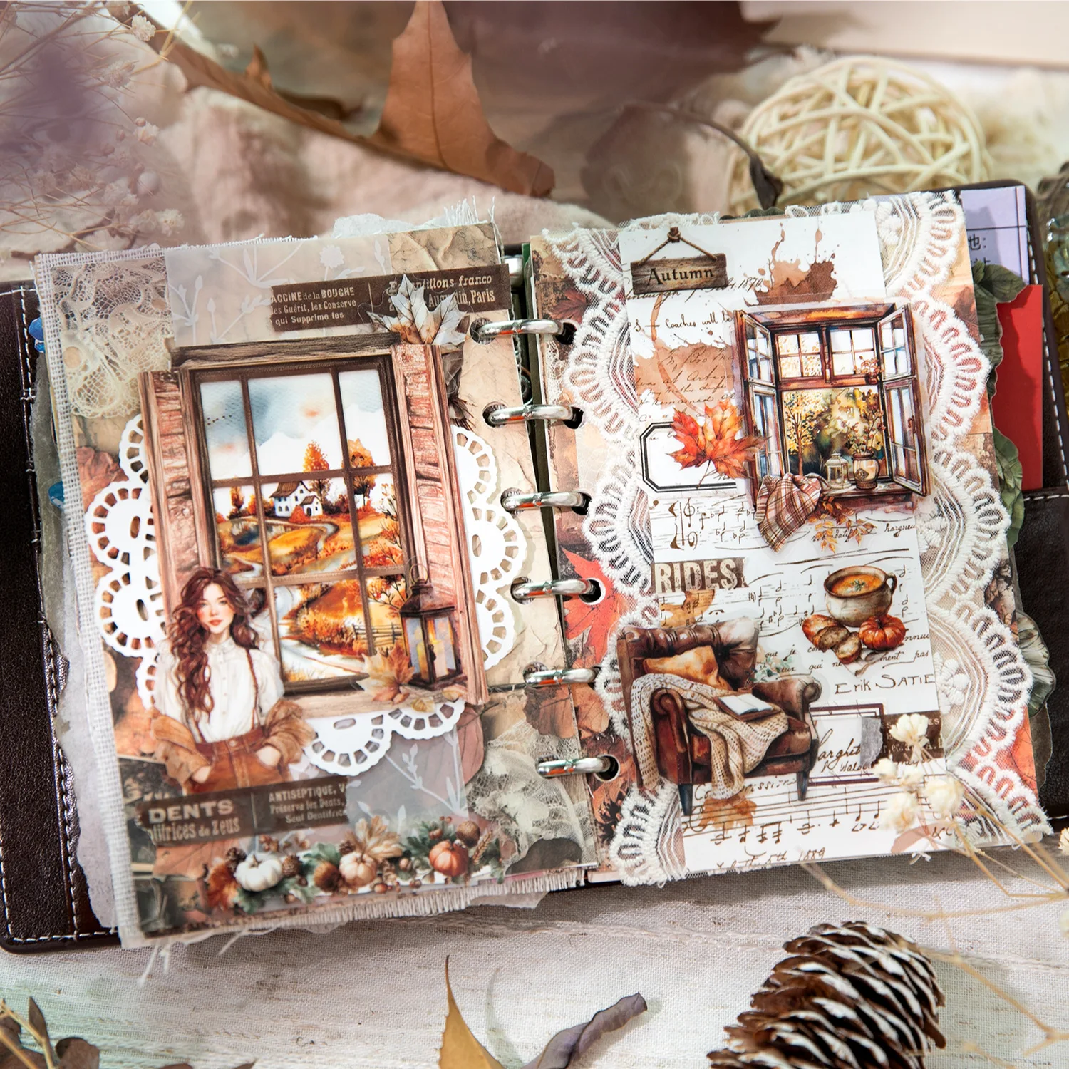 

1Pack/2Pack Handmade Journal Decorations 30 Stickers Per Pack Poems for Autumn Series Retro Autumn themed