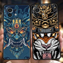 Japan Samurai Oni Mask Phone Case Cover for Xiaomi Mi 15 14 13 12 11 Ultra 14T 13T 12T 11T 10T Pro Lite 5G Shockproof Soft Capas
