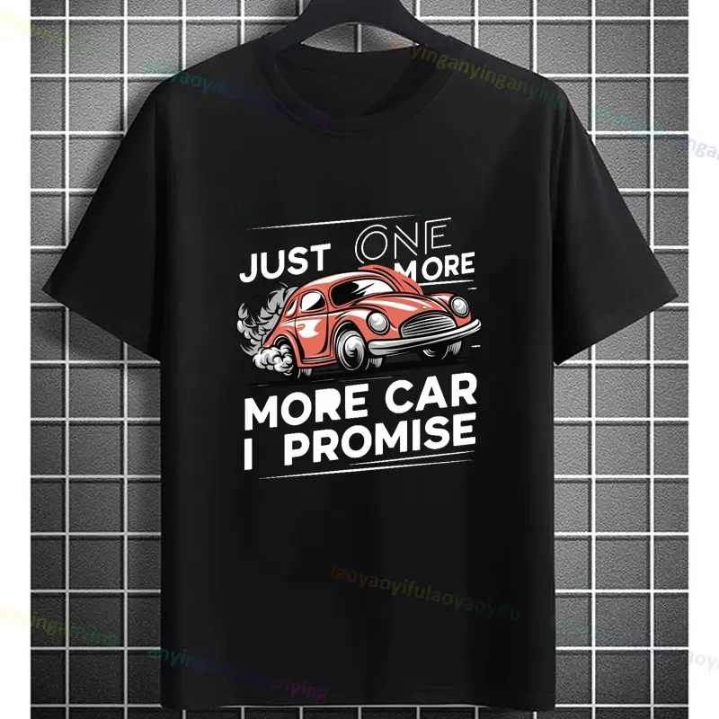 Just One More Car I Promise Vintage Car- Graphic Print Men's Crew Neck Short Sleeve Summer T-shirt Casual Comfy Cotton Top