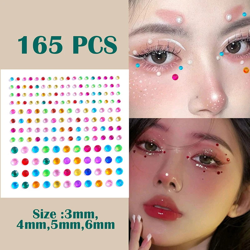 165 sztuk/arkusz twarz biżuteria dekoracyjna Rhinestone kryształ zabawki dla dzieci DIY diamentowe naklejki makijaż oczu samoprzylepne paznokcie