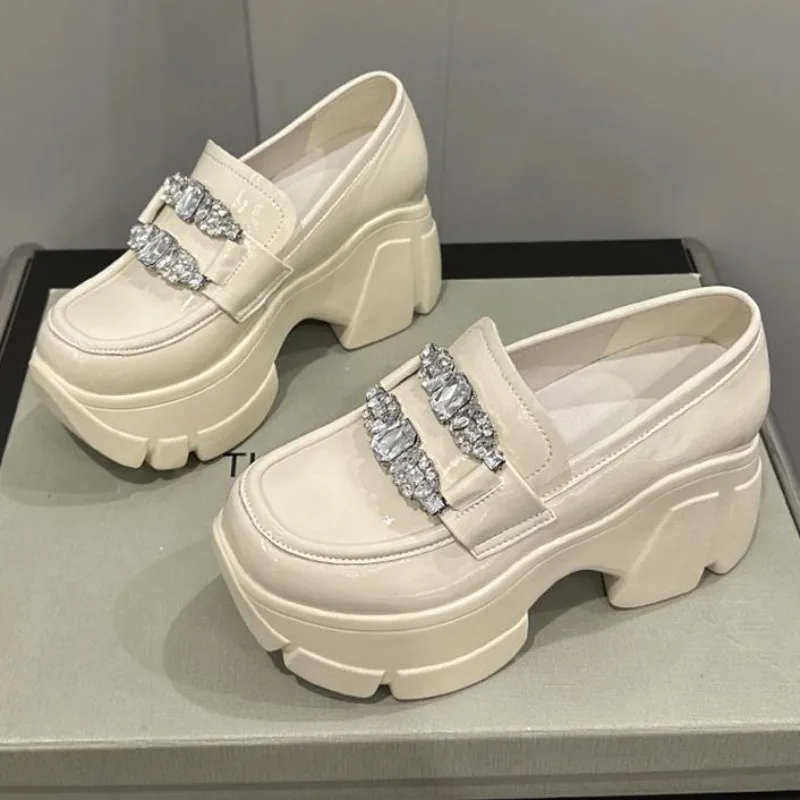 

Лоферы на платформе Мэри Джейн на толстой подошве, британские кожаные туфли на внутреннем высоком каблуке, женские нескользящие туфли на толстой подошве с губчатой подошвой