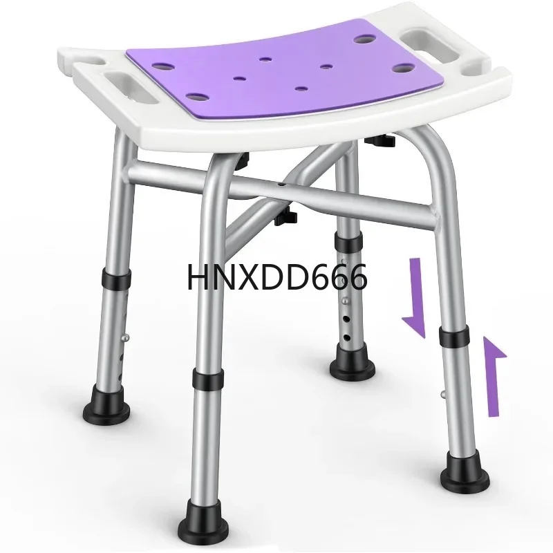

Adjustable Shower Stool with Purple Padded Seat, Supports Up to 450lbs, 5 Height Settings, Ideal for Indoor Use, Easy Assembly