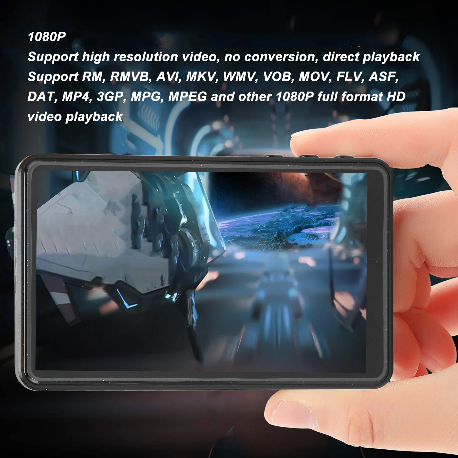 

MP3-плеер с 4-дюймовым сенсорным экраном, HD-качеством звука, шумоподавлением, поддержкой 1080P, FM-радио, записью, Bluetooth, для повседневного использования