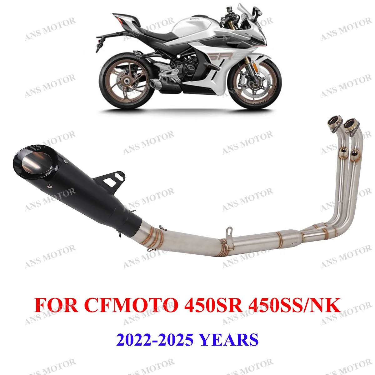 For CFMOTO 450SR 450SS 450NK 2022 -2024 Motorcycle Exhaust Full System Stainless Steel Slip On Escape Muffler Pipe 450SS Exhaust