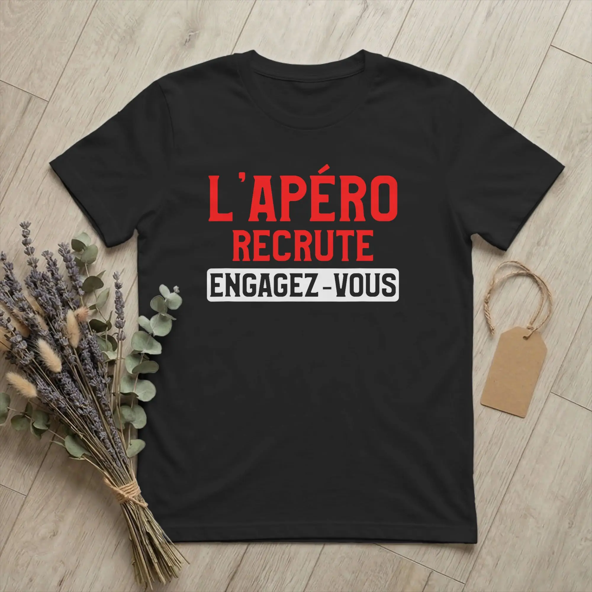 Men L'apero Recrute Engage-Vous T Shirt Aperitif French Quote Cotton Tops Funny Short Sleeve Round Neck Tee Classic T-Shirts