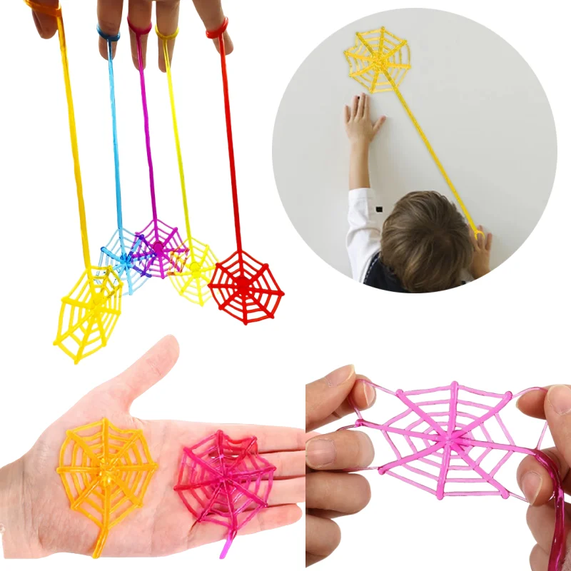 10Pcs Stretchable Climbing Spider Web Fun Sports Toy Elastic Adhesive Hand Spider Web Competitive Toys Halloween Birthday Gift