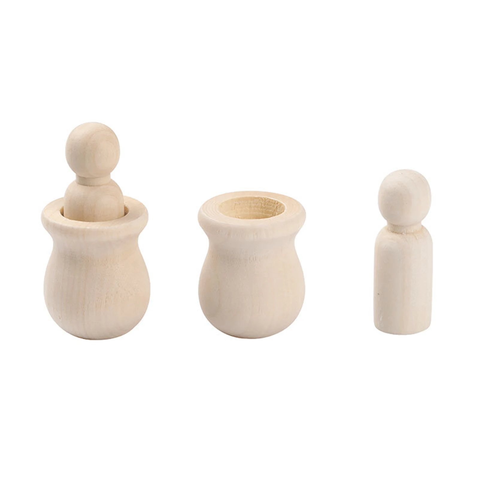 50pcs Peg Dolls Wooden People for Painting, Craft Art Projects, Family DIY Crafts Wedding Party Decor 4 Sizes Blank Doll