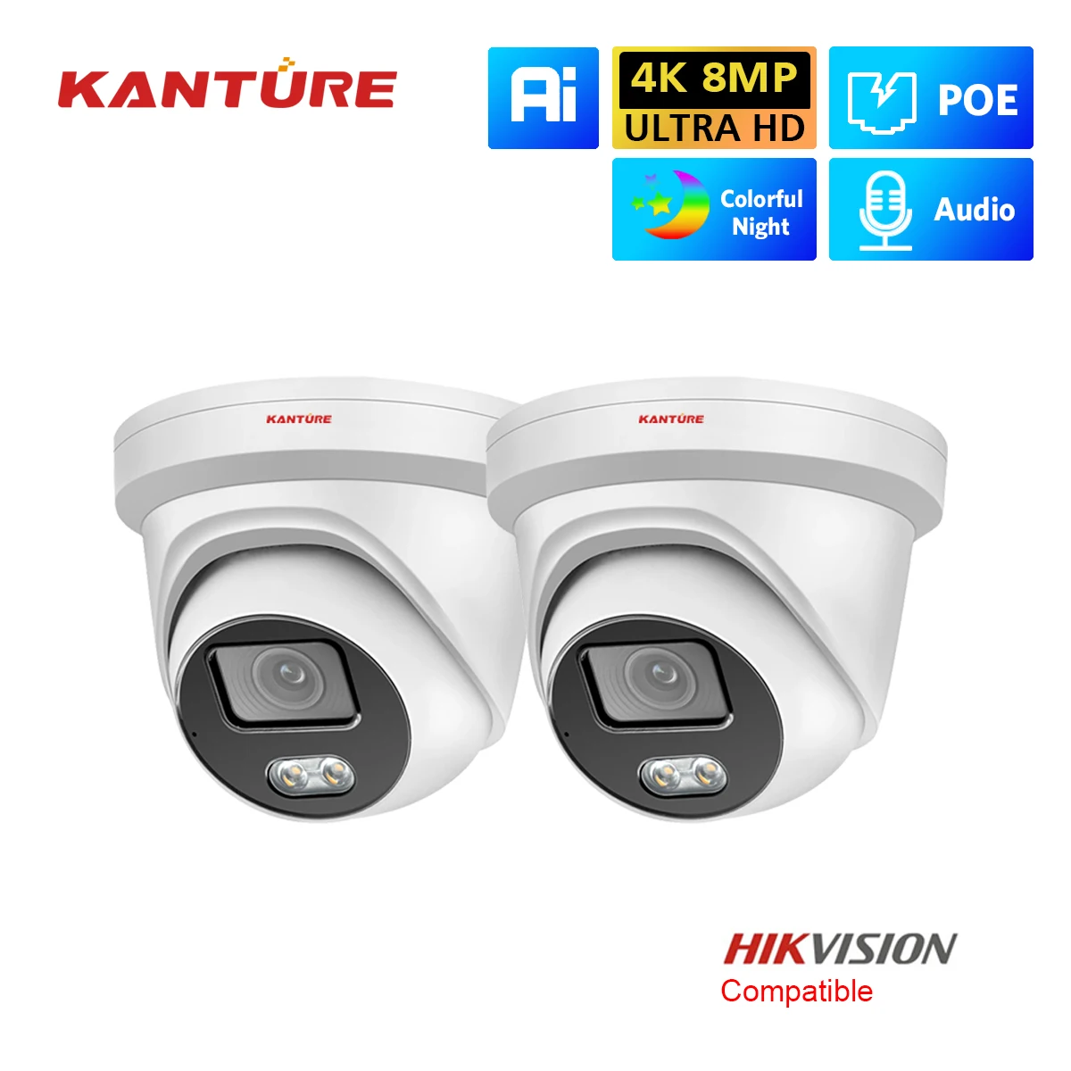 kanture h265 4k poe cctv camera de seguranca 8mp ultra hd weaterproof video vigilancia kit cor visao noturna camera p2p vista 01