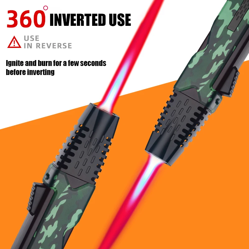 Red Flame Gas Cigar Lighter, Planet Butane, Metal, Windproof, 360 ° Turbine, Jet Gun, BBQ, Kitchen Welding Tool