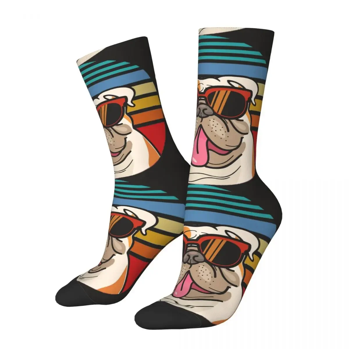 Hip Hop Retro Vintage English Crazy Men's Compression Socks Unisex Cool Dog Hip Hop Fashion Roar Pattern Printed Crew Sock