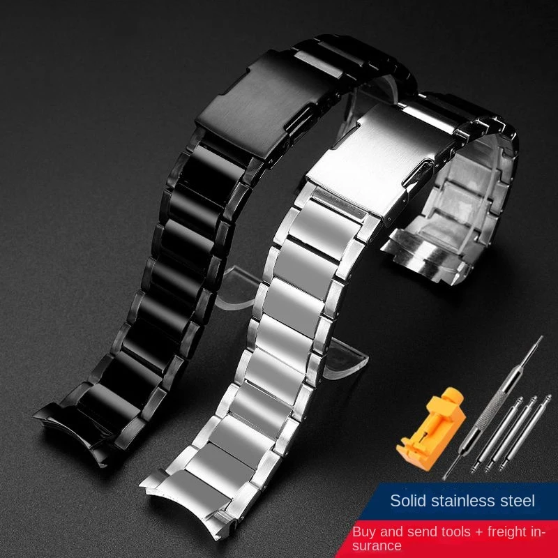 For Casio metal steel strip EQB-500/EQB-501/EQB-800 EQB-800BL Solid curved End Watchband 22mm men\'s watch strap accessories