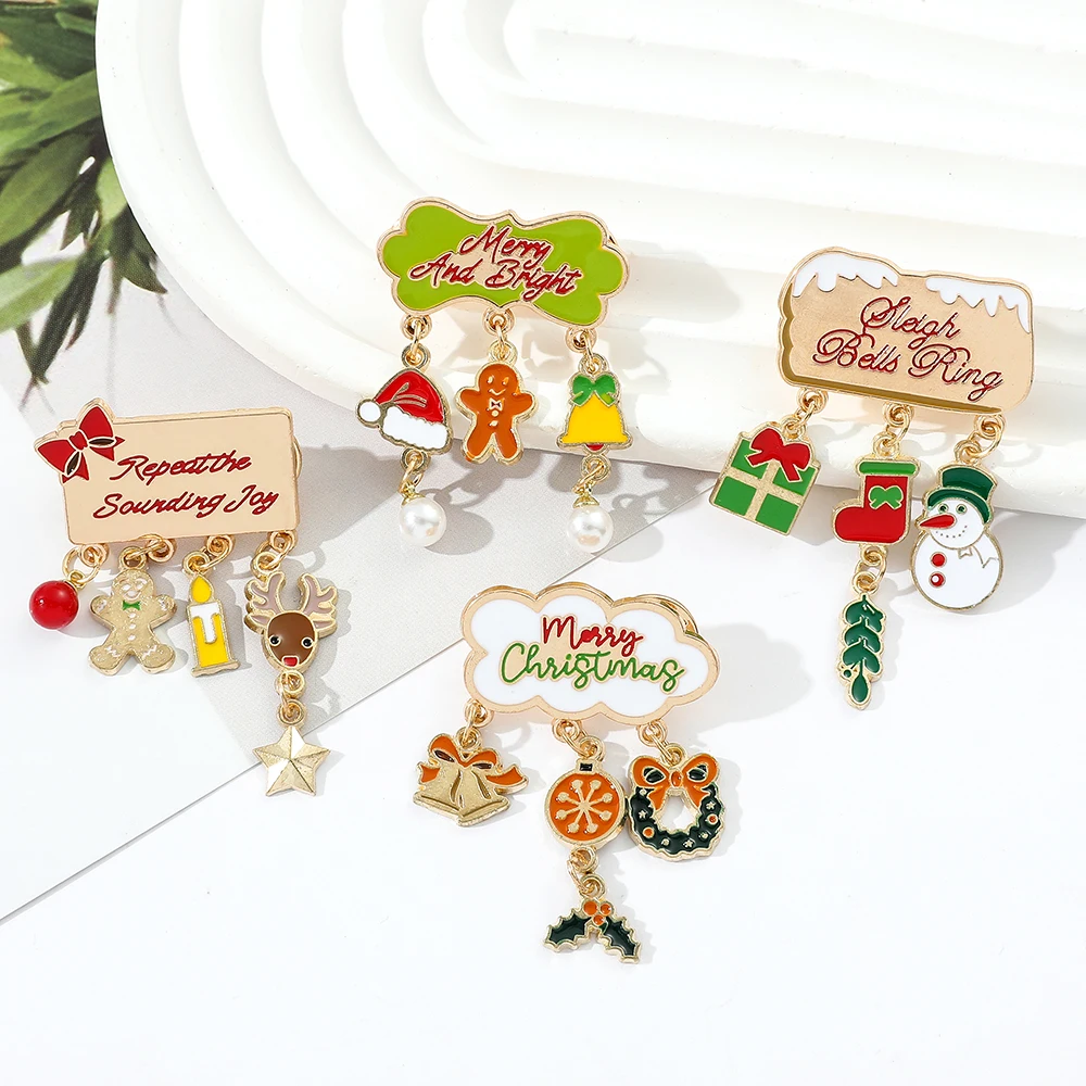 New Style Christmas Brooches Decoration Snowman Jewelry Gift Tightening Safety Pins Dress Shawl Clips Waistband Pin Accessories