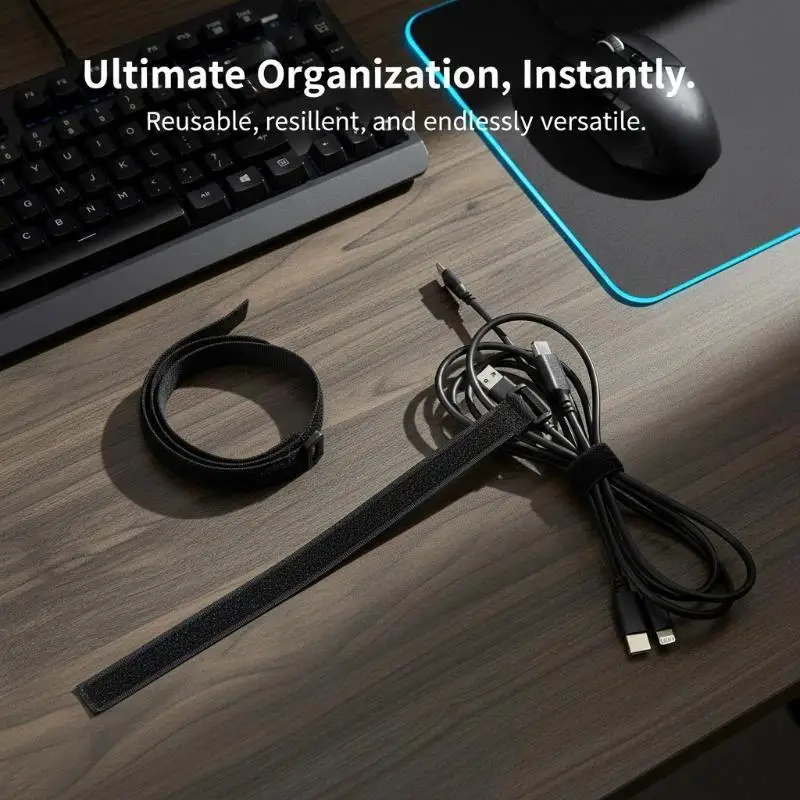 10Pcs Nylon Fasteners Cord Straps Organizer Reusable Hook And Loop Tie-downs Adjustable Nylon Zip Ties For Securing Wires