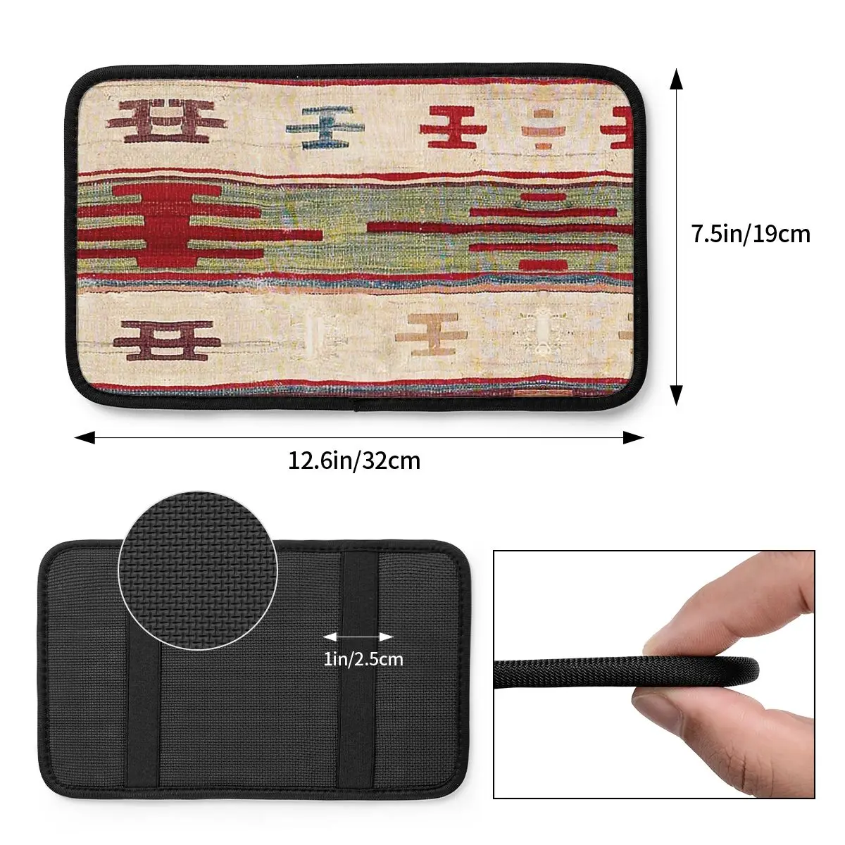 32x19cm Universal Car Armrest Cover Mat Center Console Cover Pad Boho Ethnic Antique Decor Auto Interior Storage Box Cover