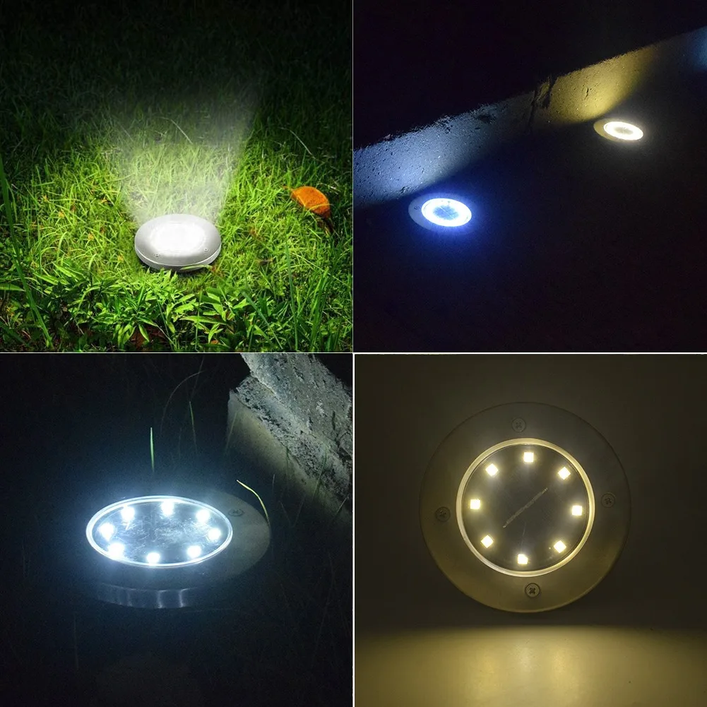 

Solar buried light 8LED stainless steel outdoor ground grass garden garden rain villa ground light