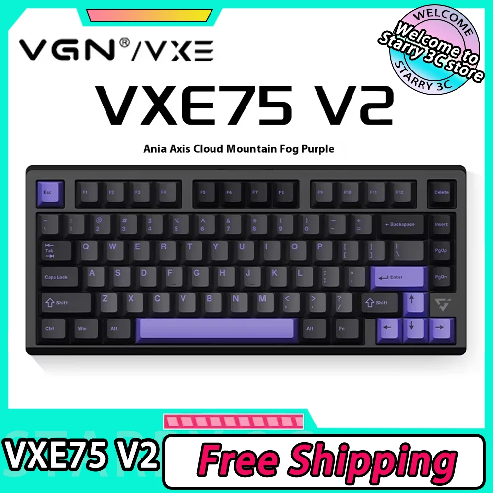 

VGN VXE75 V2 Mechanical Keyboard Aluminium Alloy Three Mode Gaming Keyboards Hot Swap Gasket Smart Speed X For Computer Desktop