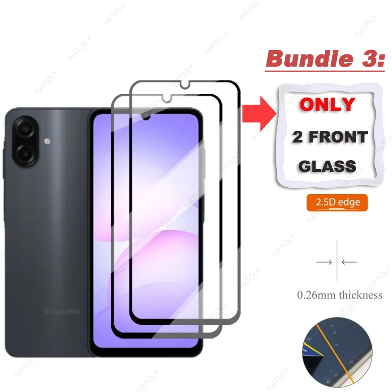 For Samsung Galaxy A07 4G Glass Black Edge Protective Film For Galaxy A07 4G Tempered Screen Protector Camera Lens Protector