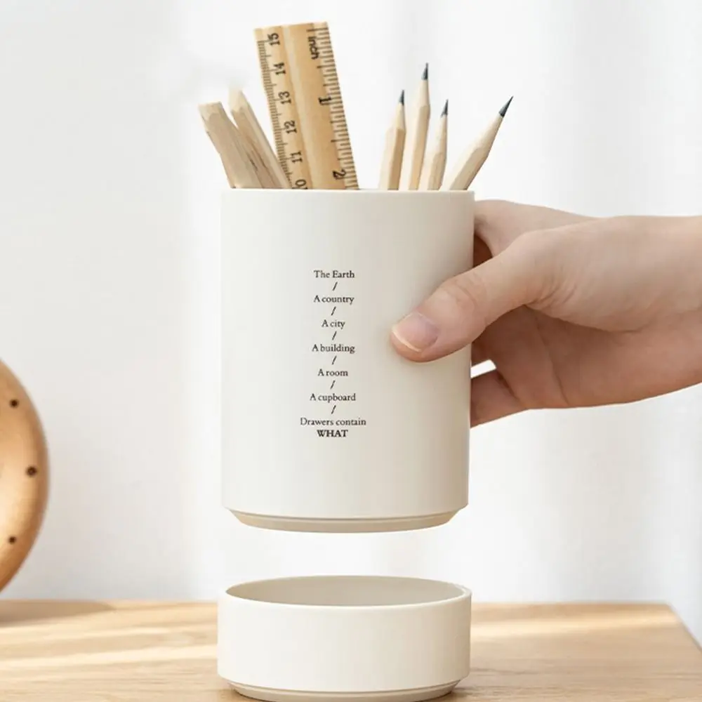 

Creative Pen Holder Space-Saving Durable Desktop Storage Box Large Capacity Double Layered Pencil Organizer Makeup Brush Storage