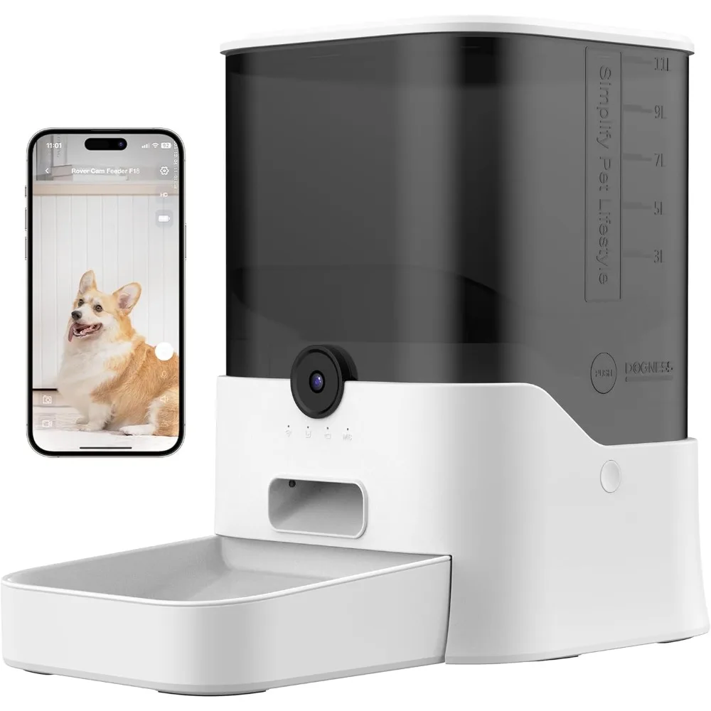 Automatic 11L Dog Feeder with Ultra Wide Angle HD Night Vision Camera, Dog Feeder with APP Control, Automatic Dog Feeder Support