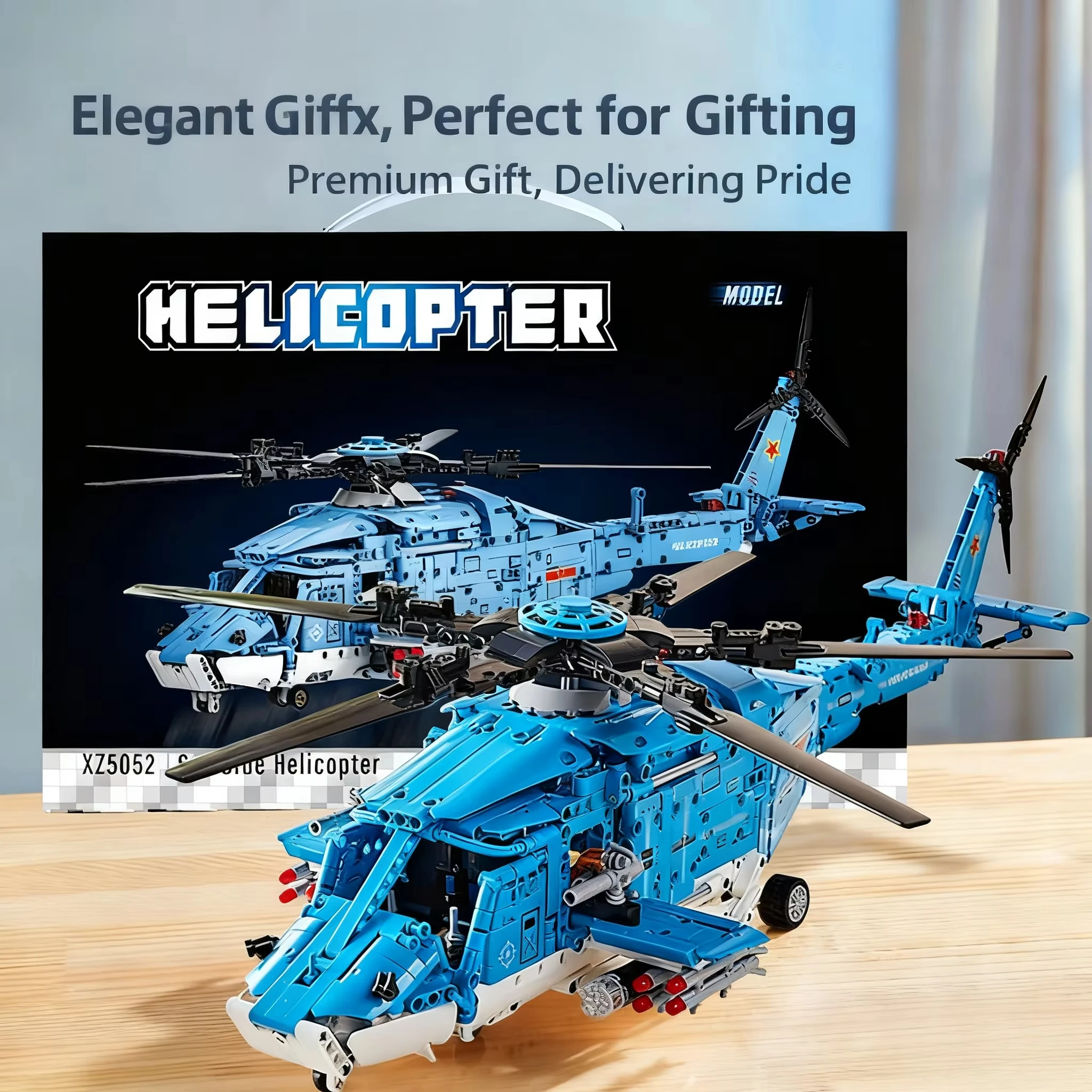 

HUIQIBAO MOC 1389PCS Advanced Tilt-Rotor Aircraft Building Blocks, Military Helicopter Model for Collectors & Adults, Home Decor