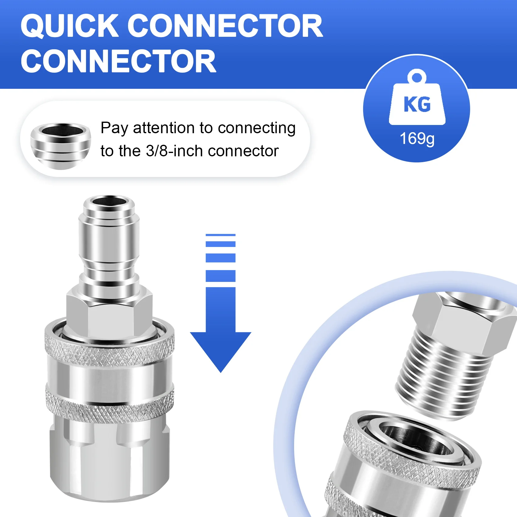 A01F-NPT 3/8 Inch Male And Female Quick Connector Kit Pressure Washer Adapter Set And 1 Pieces NPT 3/8 Inch Pressure Washers Qui
