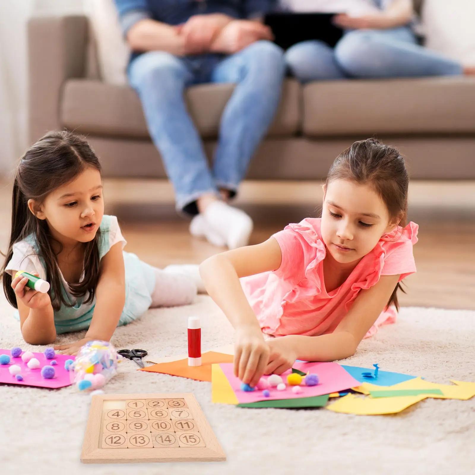 Holz Schiebe Zahlen Puzzle Kinder IQ Spiel Spielzeug Pädagogisches Spielzeug Lernen Spielzeug Montessori Mathematik Hause Schule