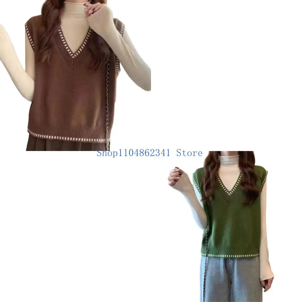 

5asd Sweater Vest for Women Girls V Neck Sleeveless Knit Pullover Sweater Fall Winter Sweater Vest Waistcoat Streetwear Gifts