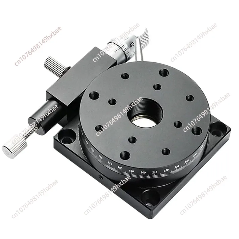 R-axis rotating platform, high-precision displacement table, 360° angle fine-tuning indexing plate, manual optical slide table