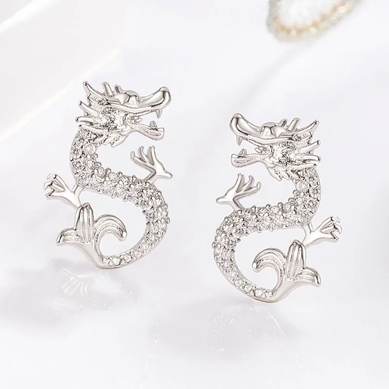 New Year of the Loong Dragon Ear Nails Luxury Classical Ear Accessories Fashion Temperament 925 Silver Earrings For Women KOFSAC