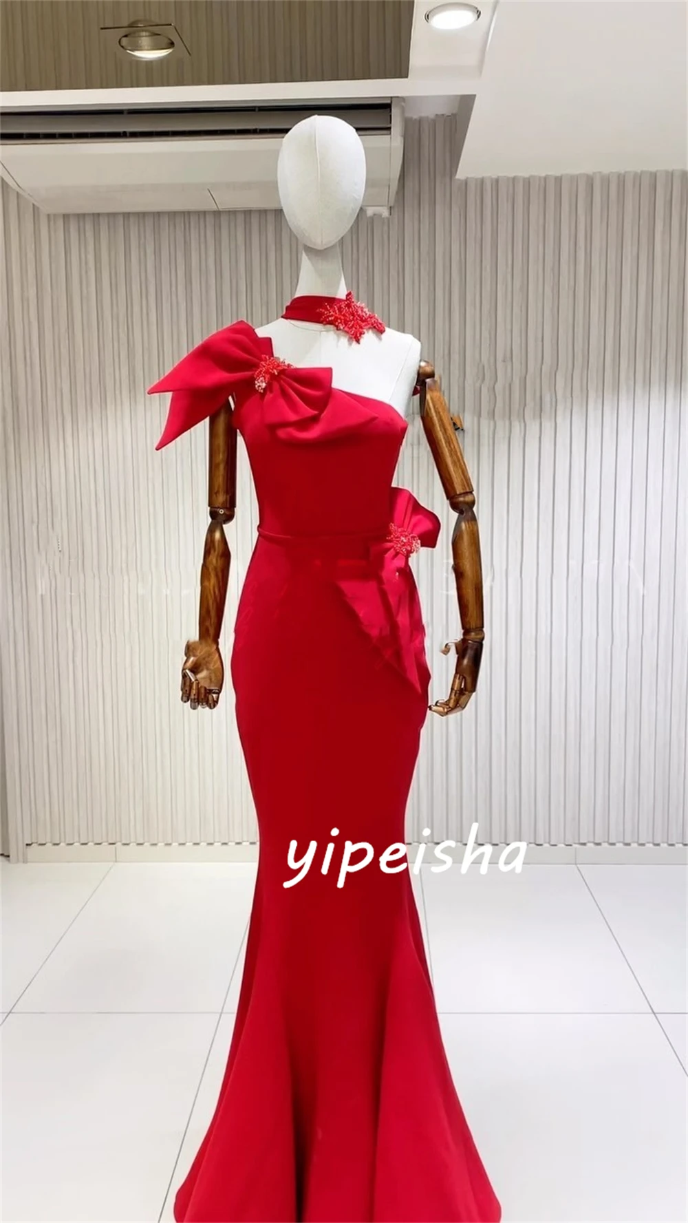 Jiayigong  Sexy Casual   Jersey Bow Draped Cocktail Party Mermaid One-shoulder Bespoke Occasion Gown Long Dresses