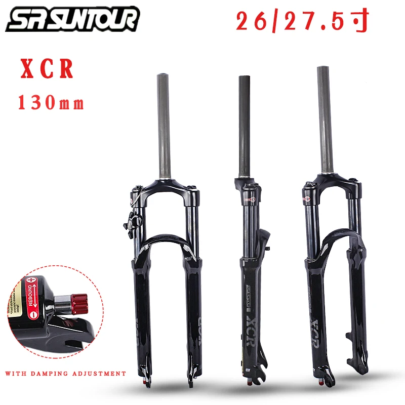 SUNTOUR XCR 26/27.5 Inches Front Fork Oil Spring Front Fork Front Stroke 130mm With Original Wire Control Black MTB Bicycle Fork