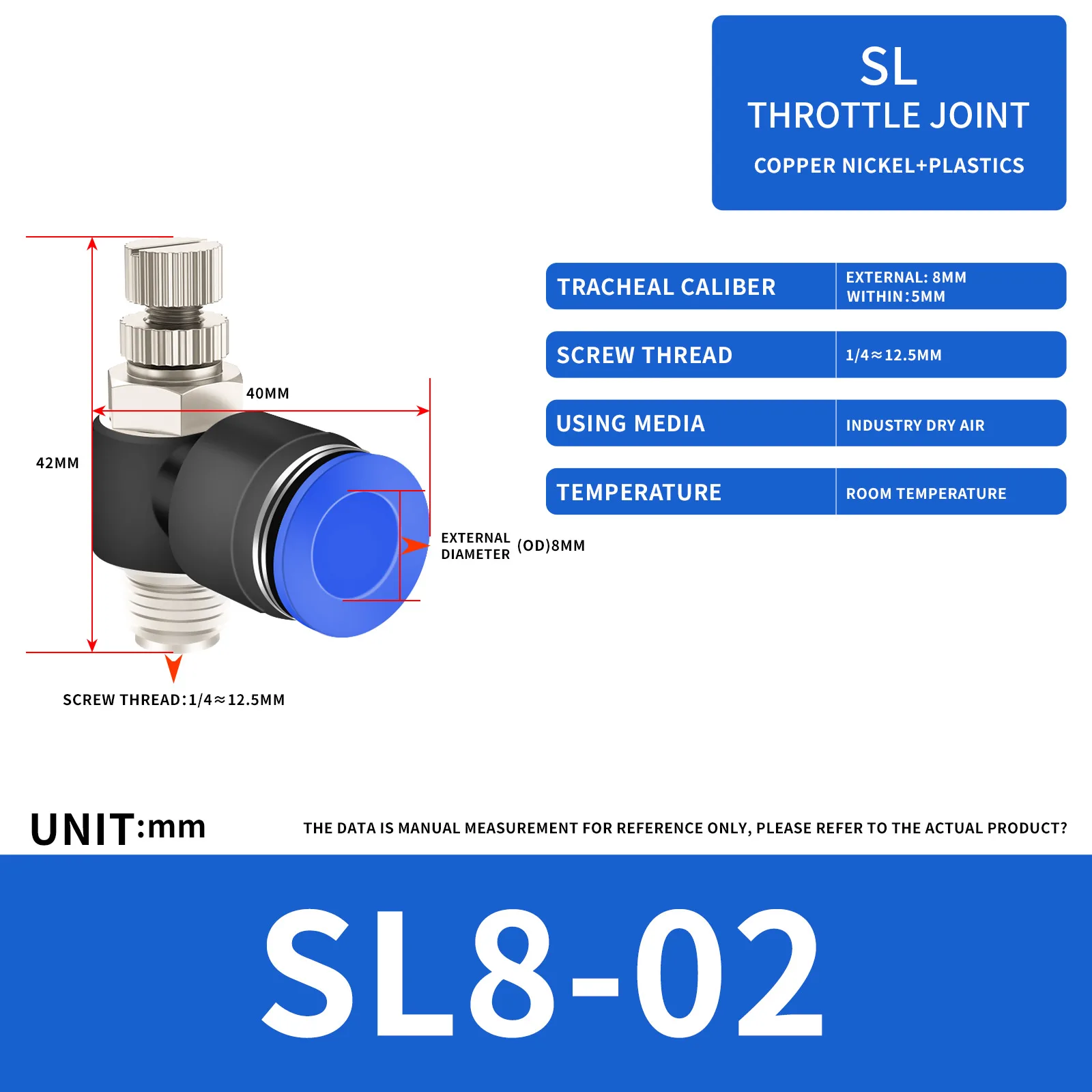 5Pcs 8mm ID Push to Connect Air Line Fitting Air Flow Control Valve ,1/8