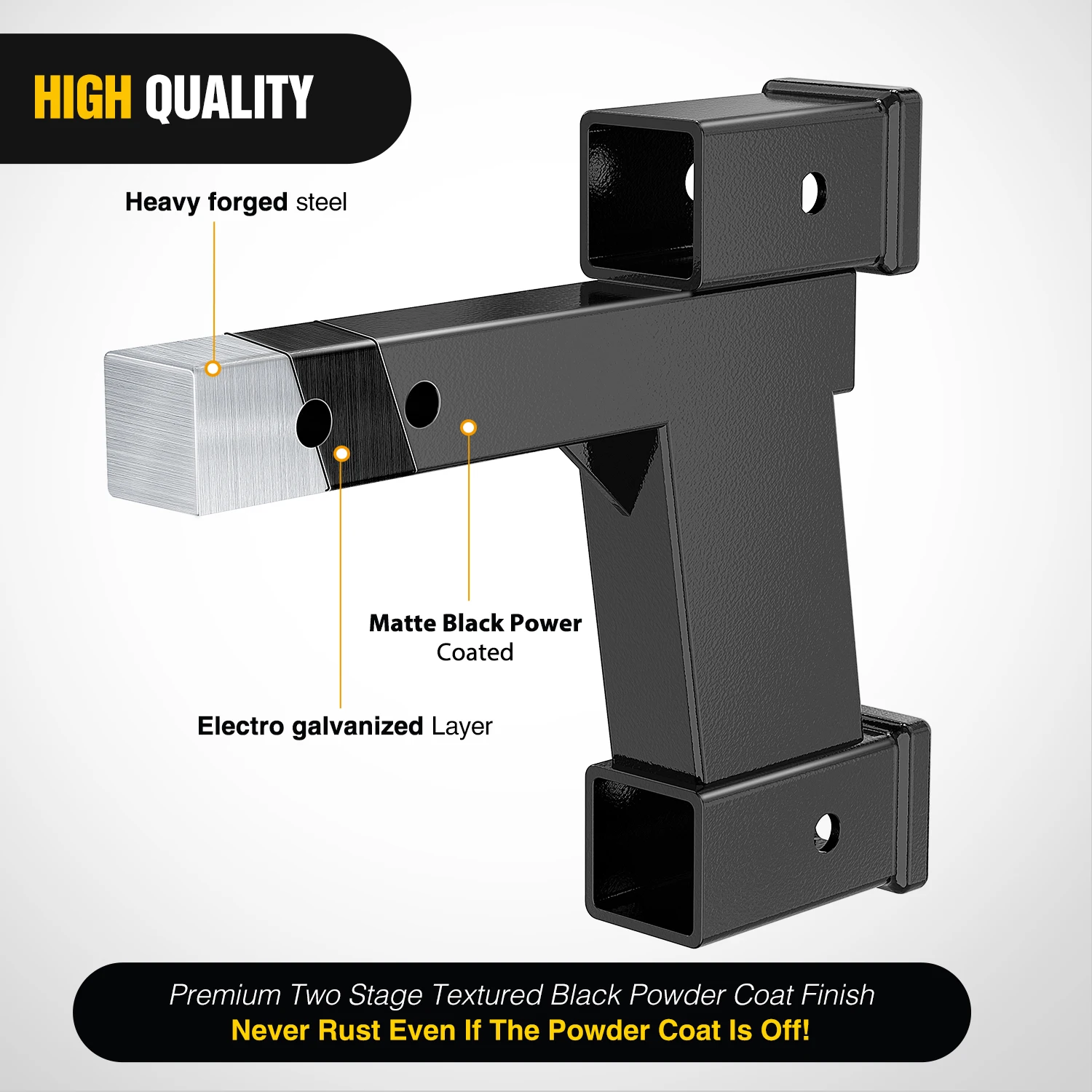 Nilight Trailer Hitch Extension Riser for 2 Inch Receiver with 2 and 8Inch Rise or Drop with Bolt Nut Clip 10,000 lbs Capacity Adjustable Extend 8