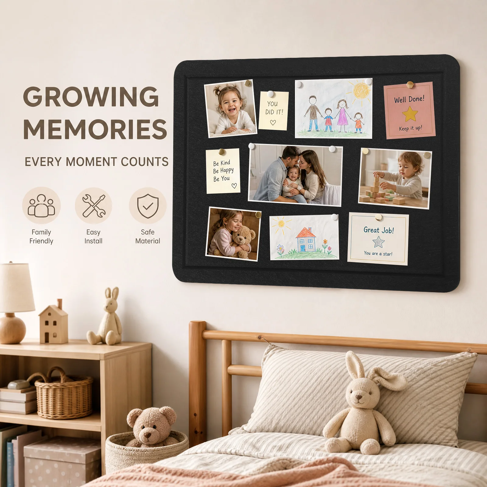 40x60cm Felt Cork Board Self Adhesive Felt Wall Tiles Felt Pushpin Panel Foldable Photo Panel Background Photos Message Display view 6