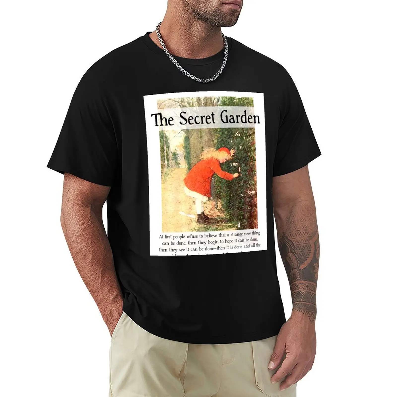The Secret Garden, Frances Hodgson Burnett Artwork Quote T-Shirt Breathable Basic Cotton T-Shirt
