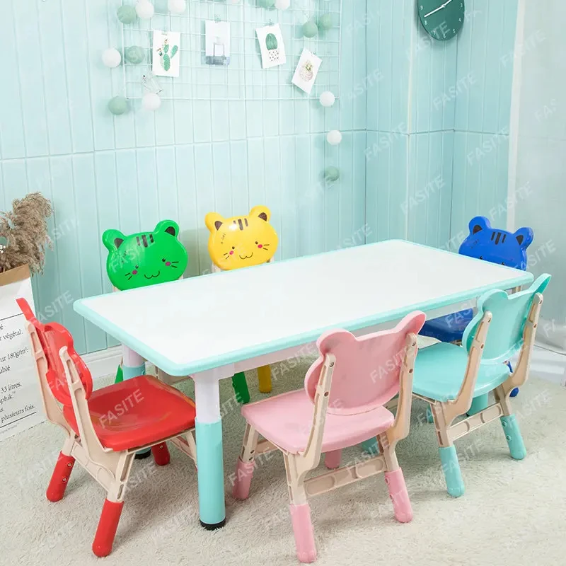 Kindergarten desks and chairs, children's learning desks, plastic desks and chairs set household graffiti drawing table