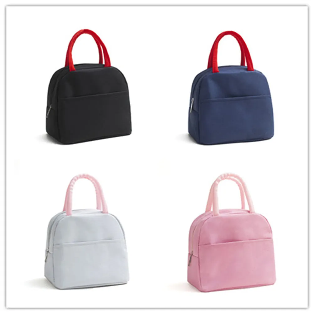 

1pc Lunch Bag Portable Bento Storage Pouch Lightweight Thermal Tote For School Office Navy Canvas Meal Carrier Kitchen Bar