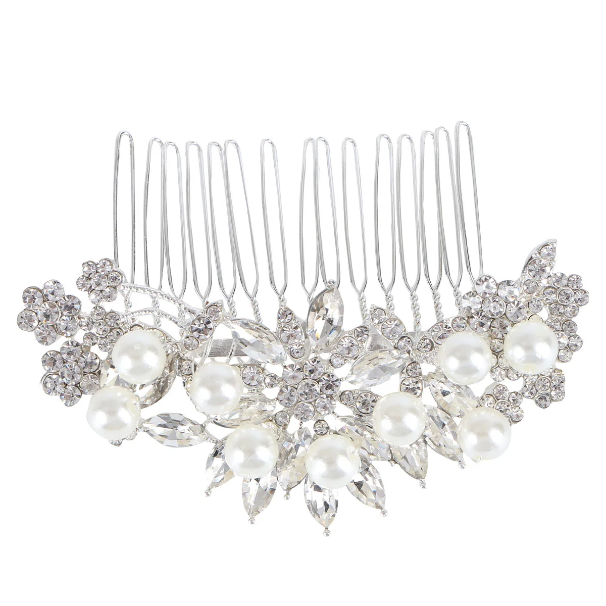 

Elegant Bridal Hair Comb Simulated Pearl Crystal Wedding Hair Accessories Random Style (Silver) wedding hair comb