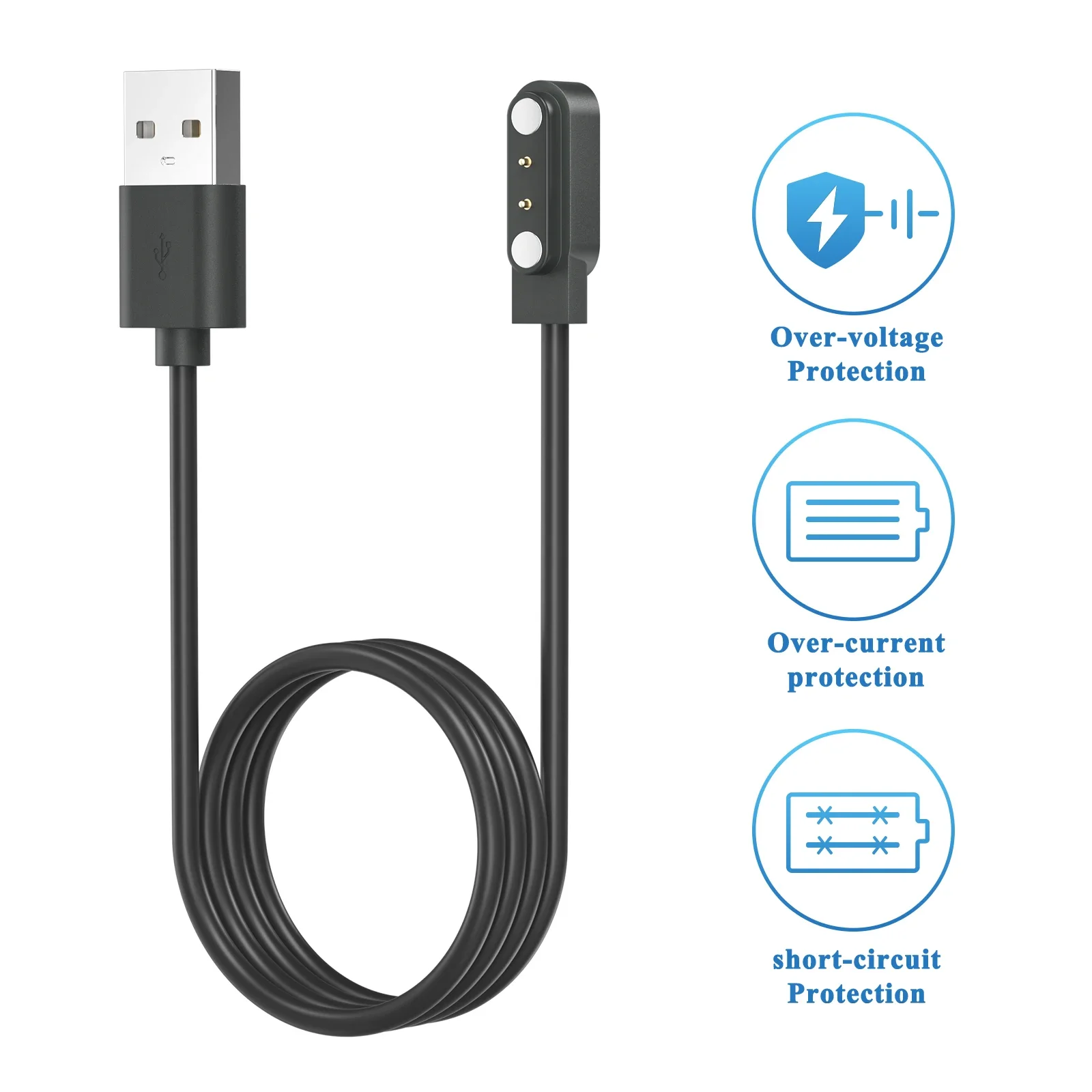 Cable de carga USB para reloj inteligente, accesorio para Xiaomi Haylou RT LS05S/YAMAY SW022/MI IMILAB KW66/Haylou Sloar LS05/Ticwatch CXB01, 2