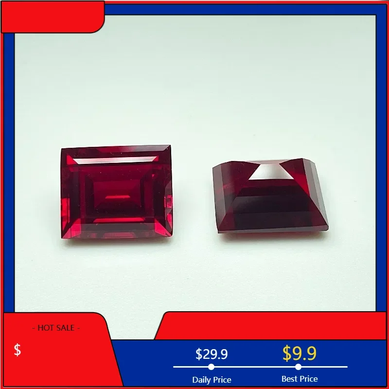 

Lab Grown Ruby Rectangular Cut Pigeon Blood Red Color DIY Charms Jewelry Making Main Materials Selectable AGL Certificate