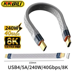 NNBILI USB4 kabel do transmisji danych 40 gb/s USB C do typu C krótki kabel PD 240W 8K 60Hz do piorunów 3/4 iPhone 15 Pro Max SSD Power Bank