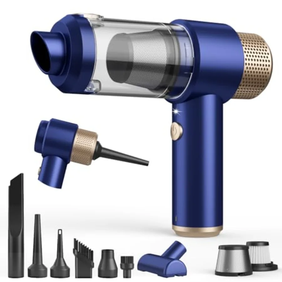 Car Vacuum Cleaner 16000PA Mini Car Vacuum Cordless Powerful 7 in 1 Portable Handheld Vacuum Cordless with LED Light Dual Filte