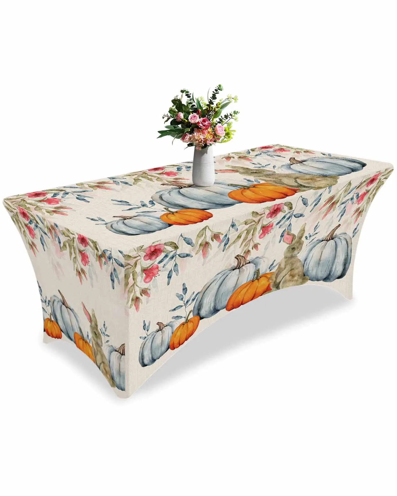 

Plant Pumpkin Rabbit High Stretch Tablecloth Wedding Party Decor Elastic Print Table Cover Outdoor Table Cloth