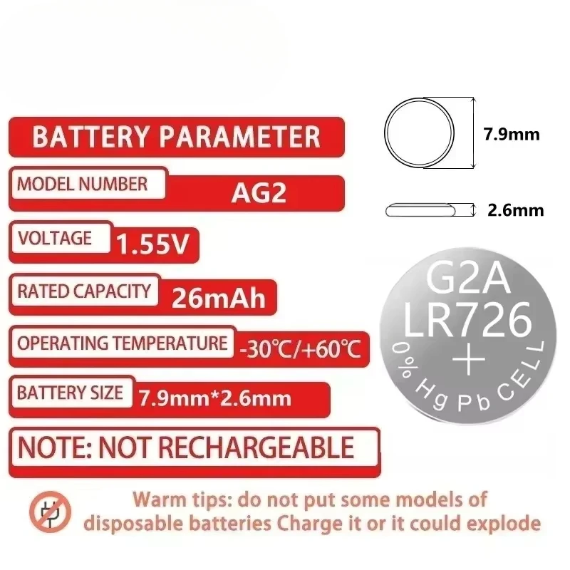 10-50PCS 1.55V AG2 Alkaline Button Battery LR726 397 396A SR726 SR726SW LR59 SR59 396 Button Battery For Watch Toys Remote Cell