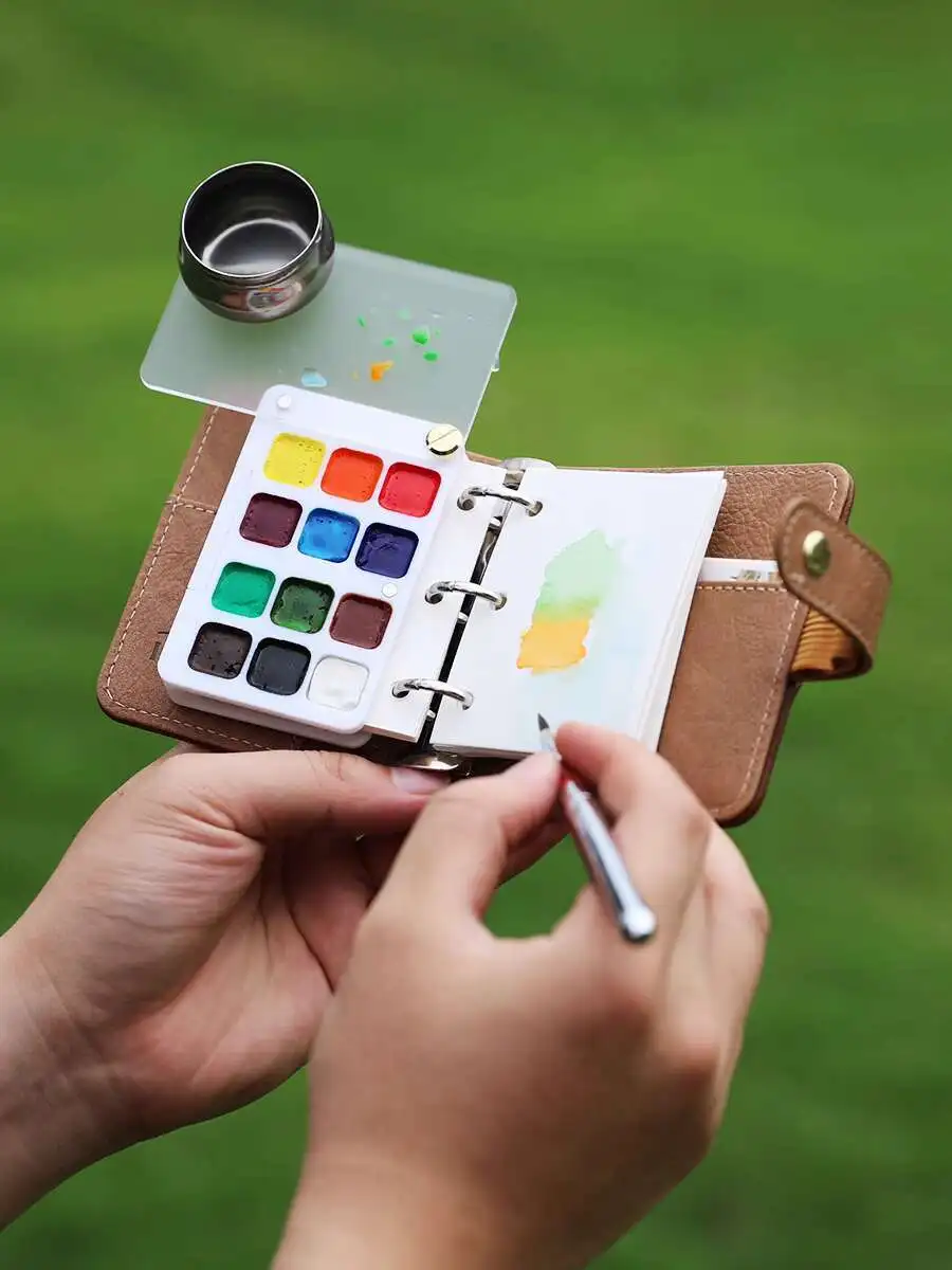 

A9 Mini Loose-Leaf Watercolor Notebook Hand Account Book Palm Watercolor Paint Book